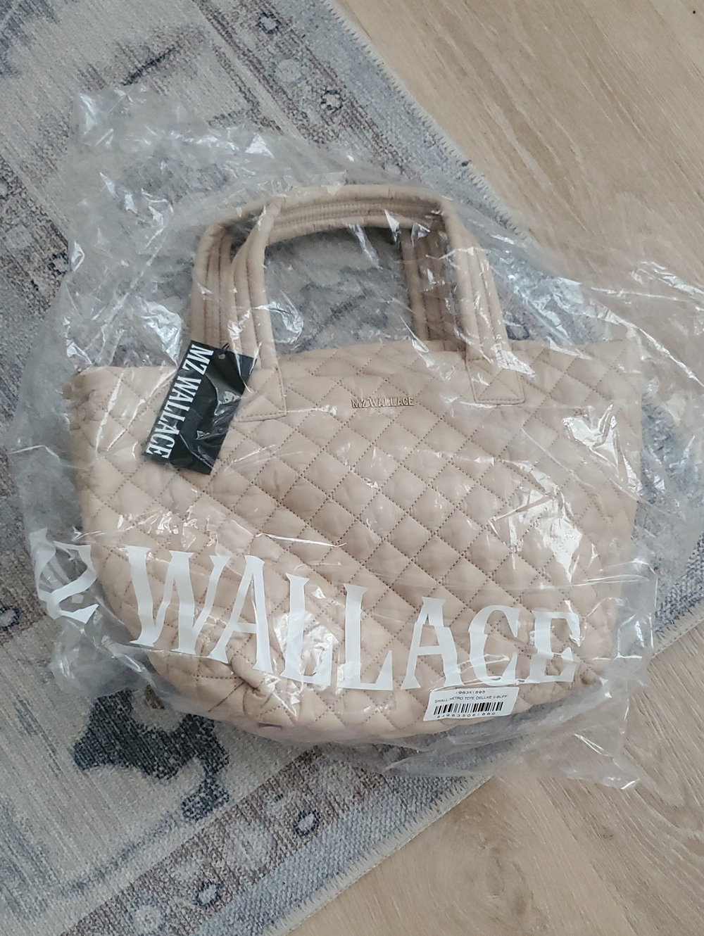 NWT MZ Wallace Neutral Quiltrd Small Metro Tote Deluxe Bag Zip Tote Buff